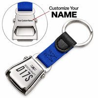 Thumbnail for Beechcraft D17S Staggerwing - Seat Belt Key Chain - Heritage + Name - Blue