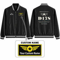 Thumbnail for Beechcraft D17S Staggerwing Stylish Jackets - Baseball Collar - Heritage + Name - Black