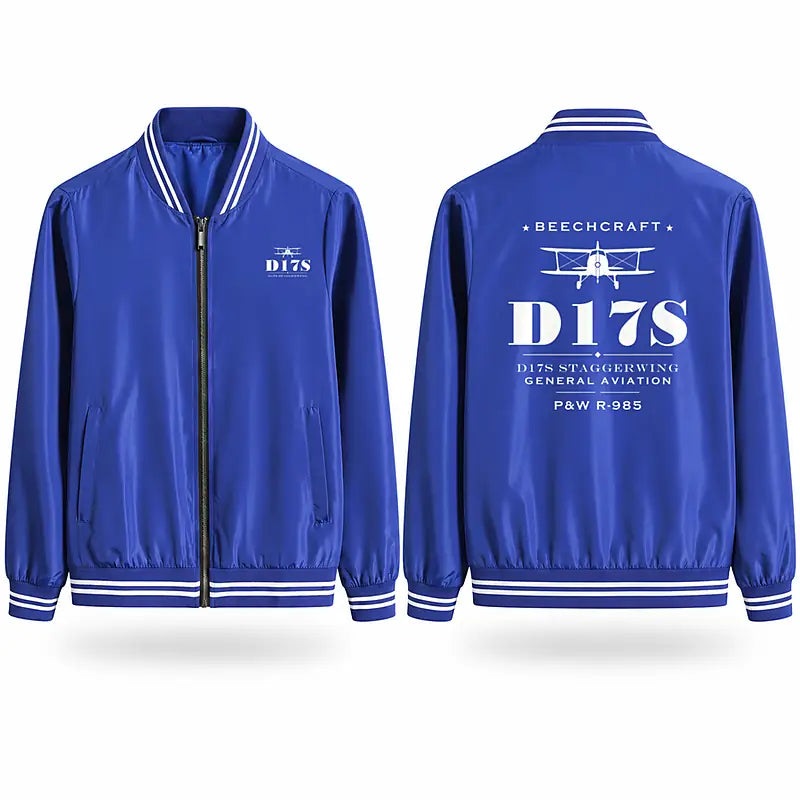 Beechcraft D17S Staggerwing Stylish Jackets - Baseball Collar - Heritage - Royal Blue