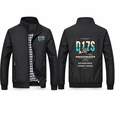 Beechcraft D17S Staggerwing Stylish Jackets - Stand Collar - Original - Black
