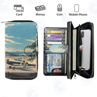 Thumbnail for Beechcraft D17S Staggerwing Leather Wallets - Zip Long Wallet - 3D + Name