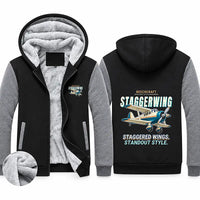 Thumbnail for Beechcraft D17S Staggerwing Zipped Sweatshirts - Cartoon - Black & Gray