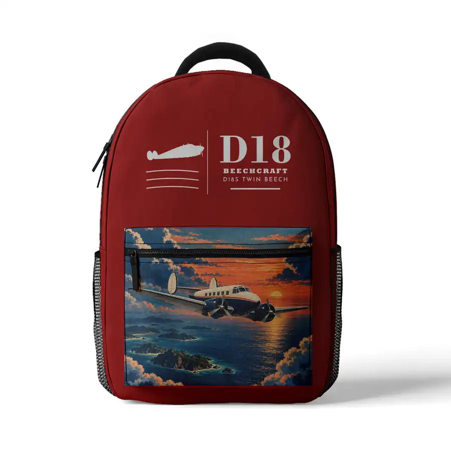 Beechcraft D18S Twin Beech - 3D Backpack - Red