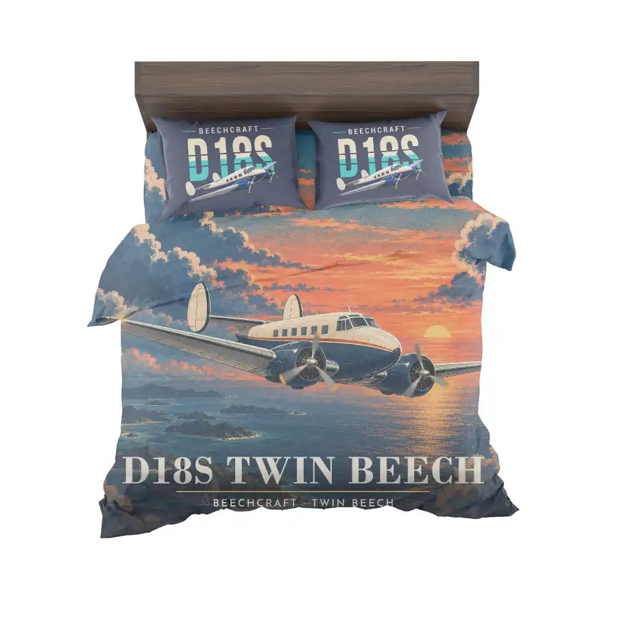 Beechcraft D18S Twin Beech - 3D - Bedding Set - Full Print