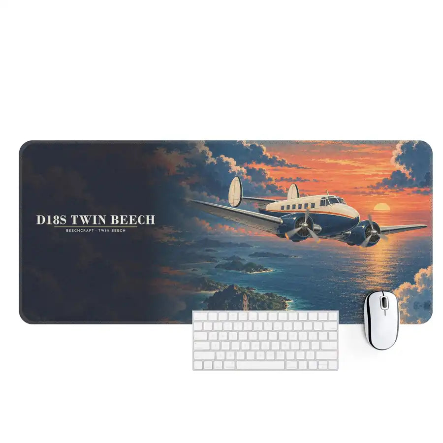 Beechcraft D18S Twin Beech - 3D - Desk Mat - Full Print