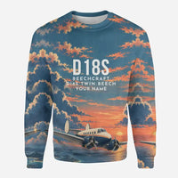 Thumbnail for Beechcraft D18S Twin Beech 3D All-Over Print Clothing - Sweatshirt - 3D + Name