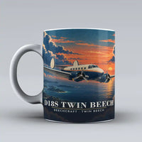 Thumbnail for Beechcraft D18S Twin Beech - 3D + Title - Mug - White