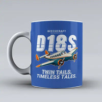 Thumbnail for Beechcraft D18S Twin Beech - Cartoon - Mug - Blue