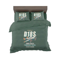 Thumbnail for Beechcraft D18S Twin Beech - Cartoon + Name - Bedding Set - Dark Green