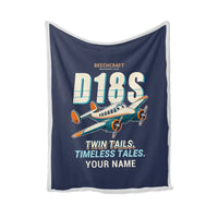 Thumbnail for Beechcraft D18S Twin Beech - Cartoon + Name - Blanket - Navy Blue