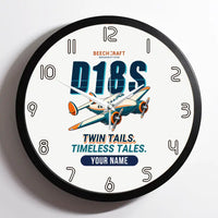 Thumbnail for Beechcraft D18S Twin Beech - Cartoon + Name - Framed - White