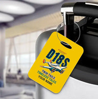Thumbnail for Beechcraft D18S Twin Beech - Cartoon + Name - Luggage Tag - Yellow