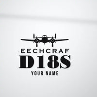 Thumbnail for Beechcraft D18S Twin Beech - Heritage Die-Cut - Black + Name - Die-Cut - Close-up