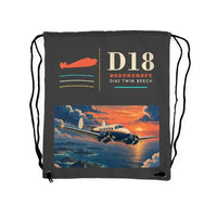 Thumbnail for Beechcraft D18S Twin Beech - Drawstring Bag - Classic - Gray