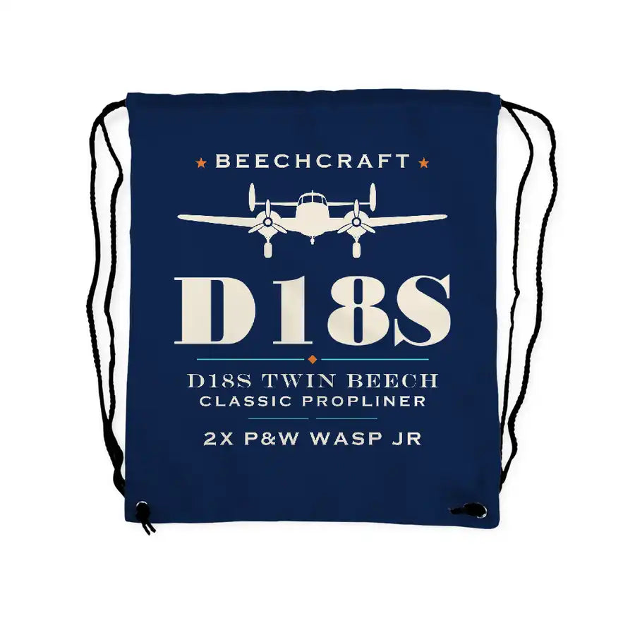 Beechcraft D18S Twin Beech - Drawstring Bag - Heritage - Dark Blue