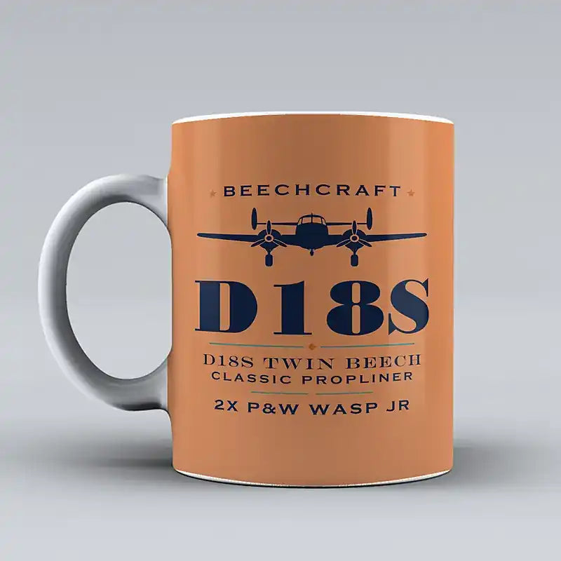 Beechcraft D18S Twin Beech - Heritage - Mug - Orange