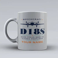 Thumbnail for Beechcraft D18S Twin Beech - Heritage + Name - Mug - Light Gray