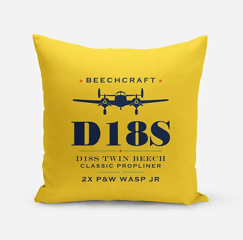Beechcraft D18S Twin Beech - Heritage - Pillow - Yellow