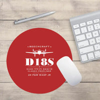 Thumbnail for Beechcraft D18S Twin Beech - Heritage - Round Mouse Pad - Red
