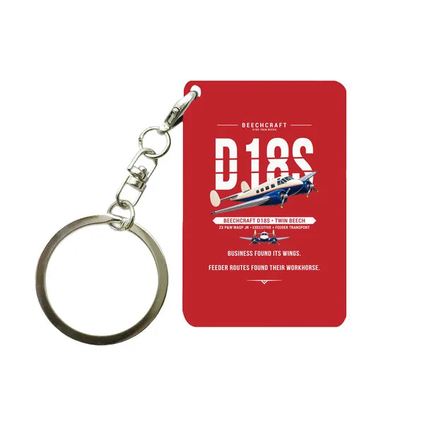 Beechcraft D18S Twin Beech - Original - Key Chain - Red