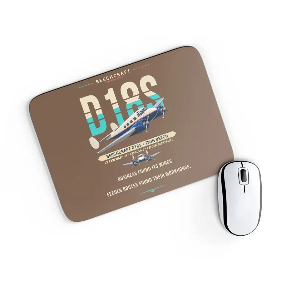 Beechcraft D18S Twin Beech - Original - Mouse Pad - Brown
