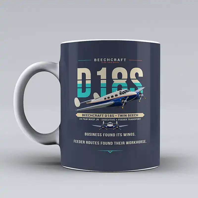 Beechcraft D18S Twin Beech - Original - Mug - Dark Blue