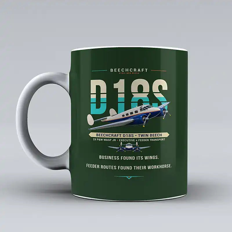 Beechcraft D18S Twin Beech - Original - Mug - Dark Green