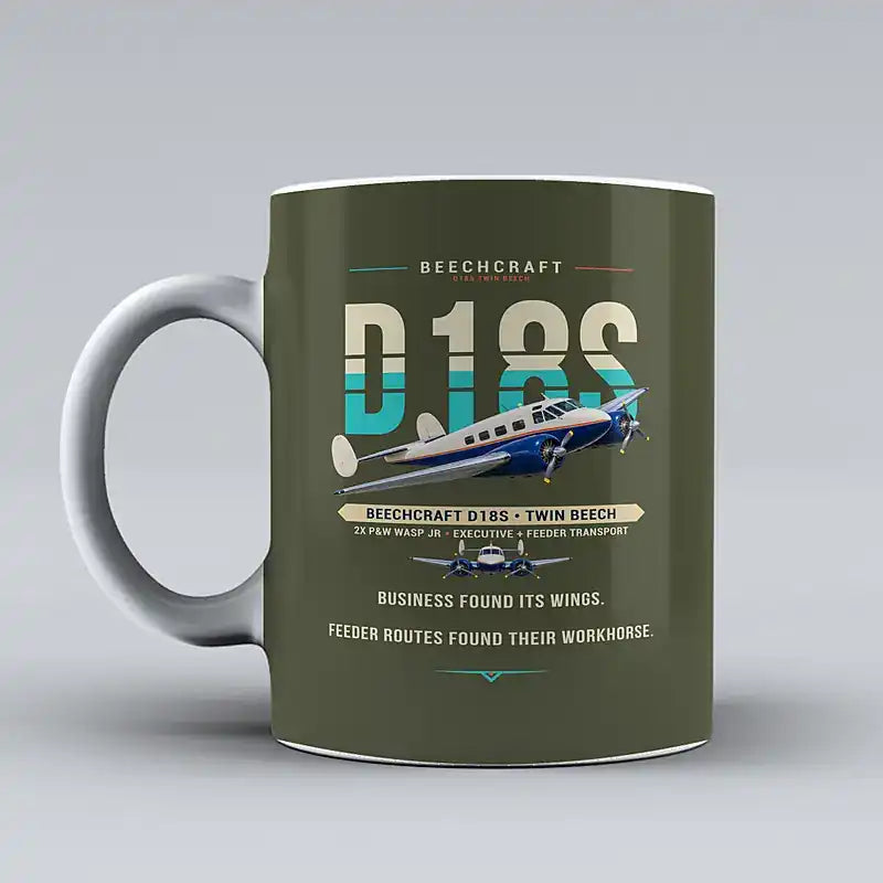Beechcraft D18S Twin Beech - Original - Mug - Green Army