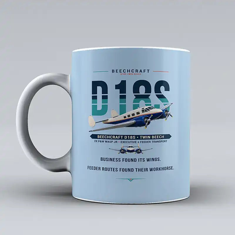 Beechcraft D18S Twin Beech - Original - Mug - Light Blue