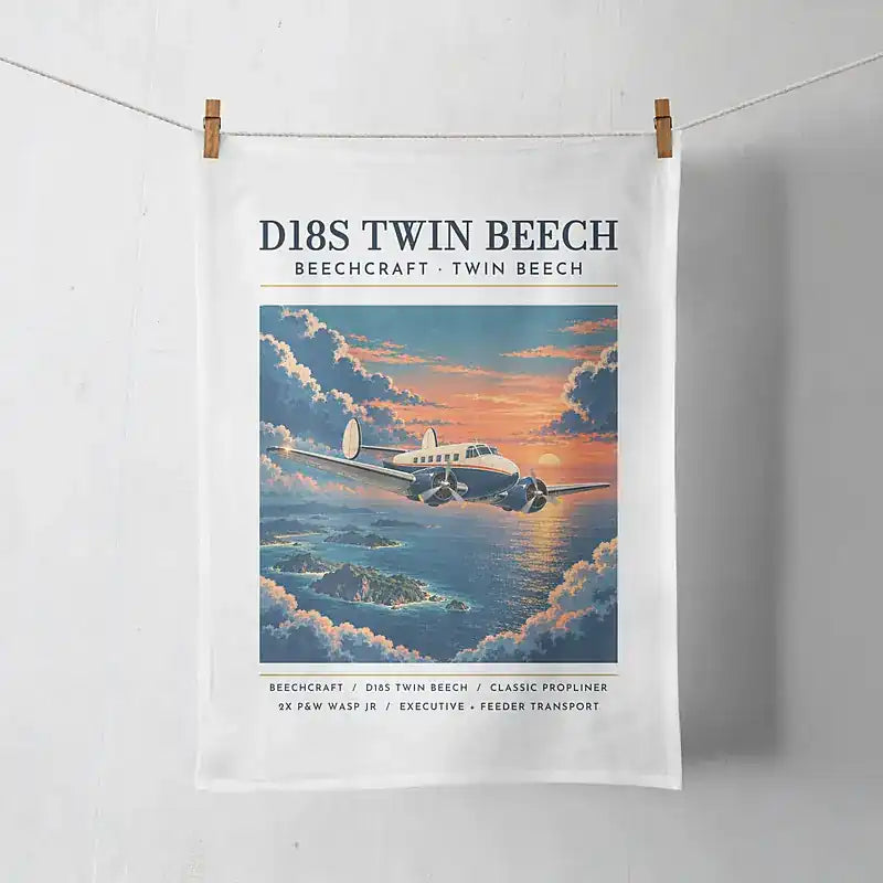 Beechcraft D18S Twin Beech - Poster - Towel - White