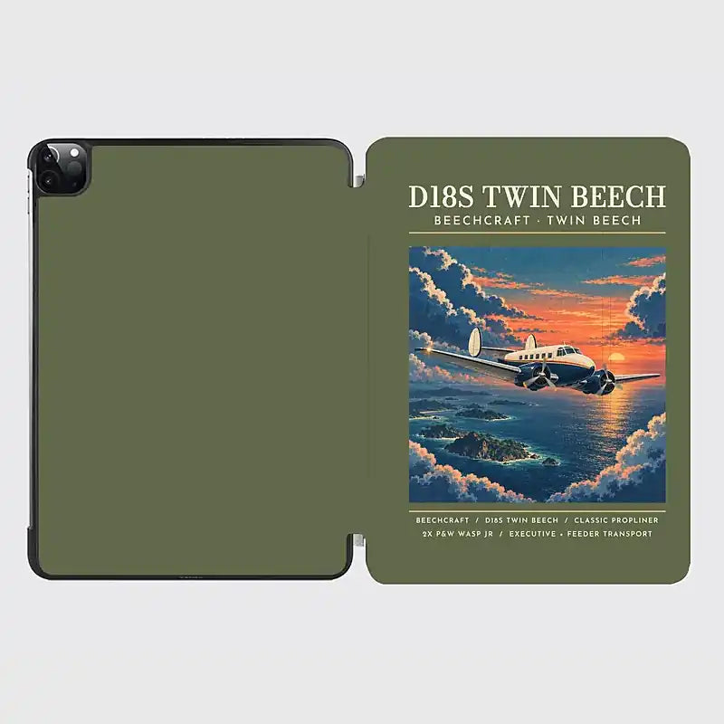 Beechcraft D18S Twin Beech - Poster - iPad Case - Green Army