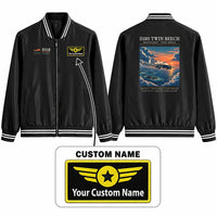 Thumbnail for Beechcraft D18S Twin Beech Stylish Jackets - Baseball Collar - Poster + Name - Black