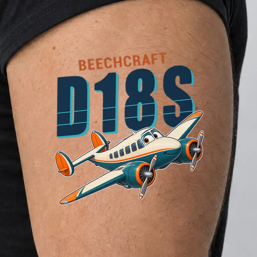 Beechcraft D18S Twin Beech - Tattoo - Cartoon - Man