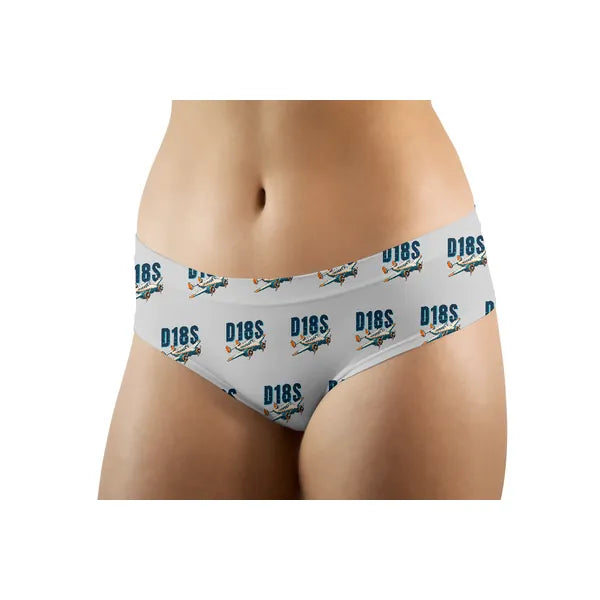 Beechcraft D18S Twin Beech - Women Panties - Cartoon Pattern - Light Gray - Front