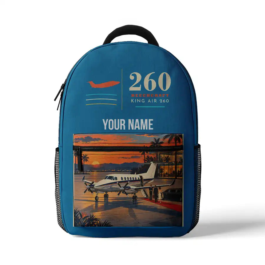 Beechcraft King Air 260 - 3D Backpack - Light Blue + Name