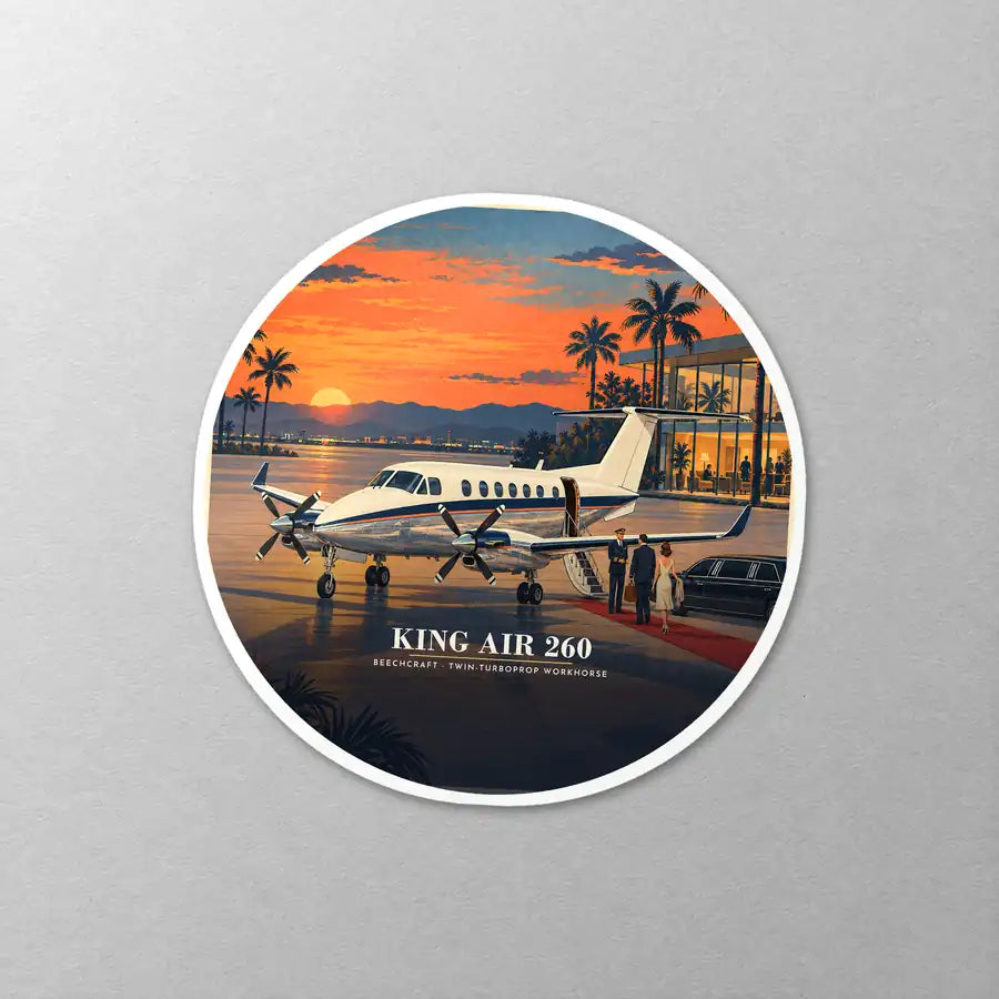 Beechcraft King Air 260 - 3D - Circle Sticker - Close-up