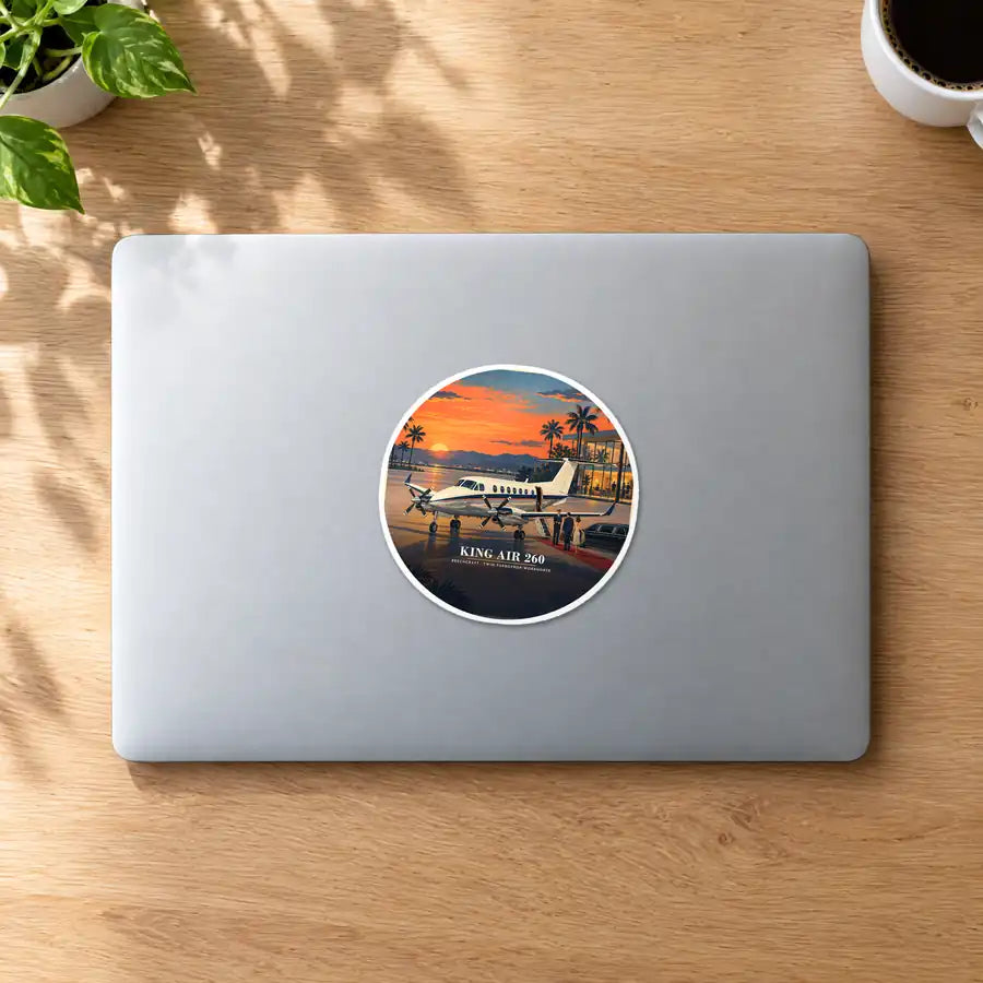 Beechcraft King Air 260 - 3D - Circle Sticker - MacBook