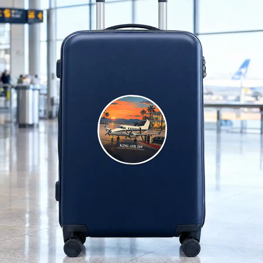 Beechcraft King Air 260 - 3D - Circle Sticker - Suitcase