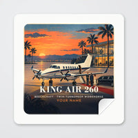 Thumbnail for Beechcraft King Air 260 - 3D + Name - Square Sticker - Peel