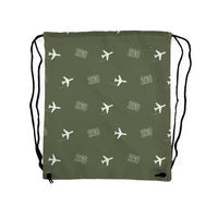 Thumbnail for Beechcraft King Air 260 - Drawstring Bag - 3D Pattern - Green Army