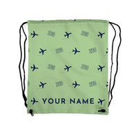 Thumbnail for Beechcraft King Air 260 - Drawstring Bag - 3D Pattern + Name - Light Green