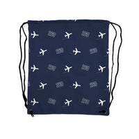 Thumbnail for Beechcraft King Air 260 - Drawstring Bag - 3D Pattern - Navy Blue