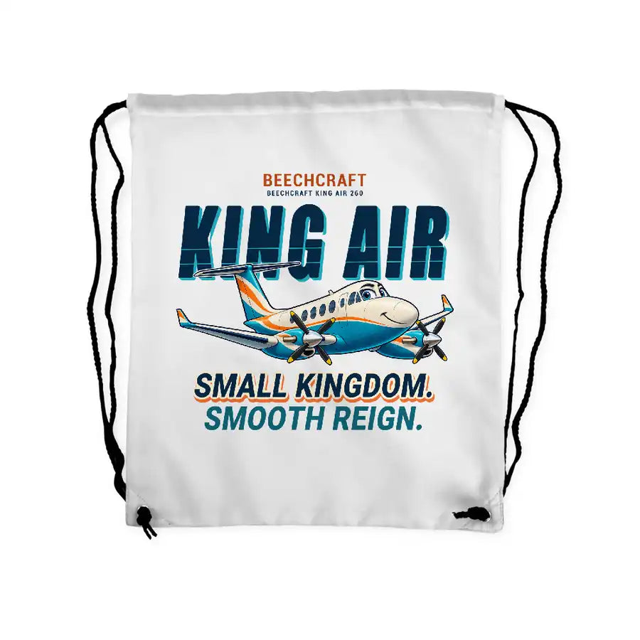 Beechcraft King Air 260 - Drawstring Bag - Cartoon - White