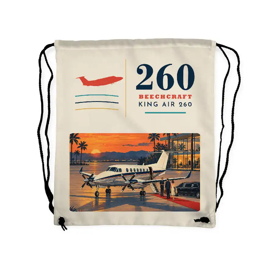 Beechcraft King Air 260 - Drawstring Bag - Classic - Beige