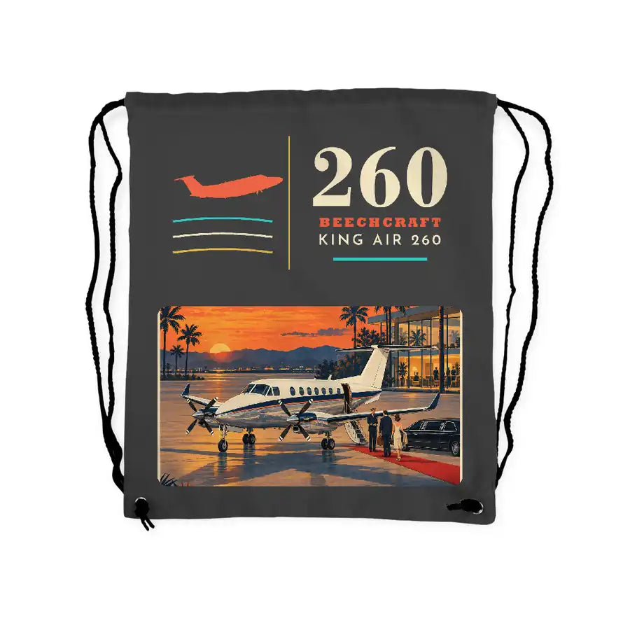 Beechcraft King Air 260 - Drawstring Bag - Classic - Gray