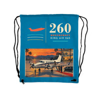 Thumbnail for Beechcraft King Air 260 - Drawstring Bag - Classic - Light Blue