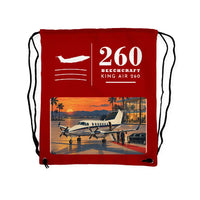 Thumbnail for Beechcraft King Air 260 - Drawstring Bag - Classic - Red