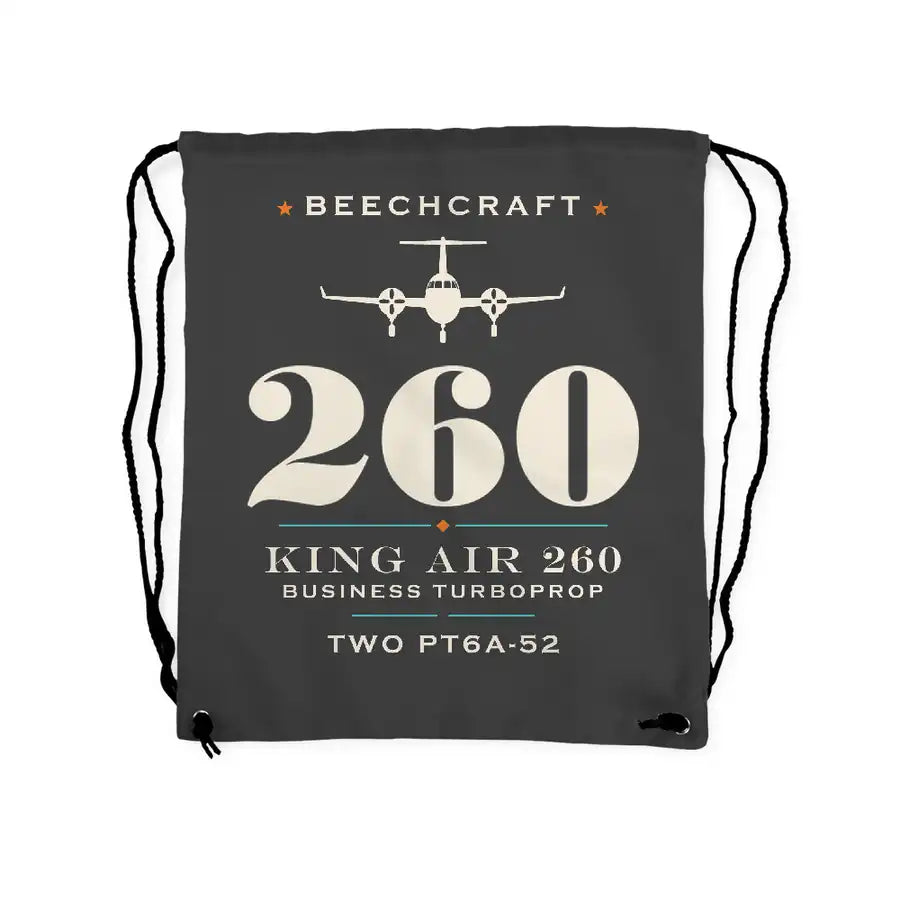 Beechcraft King Air 260 - Drawstring Bag - Heritage - Gray