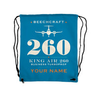 Thumbnail for Beechcraft King Air 260 - Drawstring Bag - Heritage + Name - Light Blue