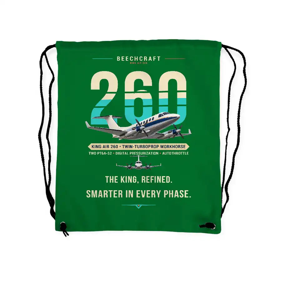 Beechcraft King Air 260 - Drawstring Bag - Original - Green